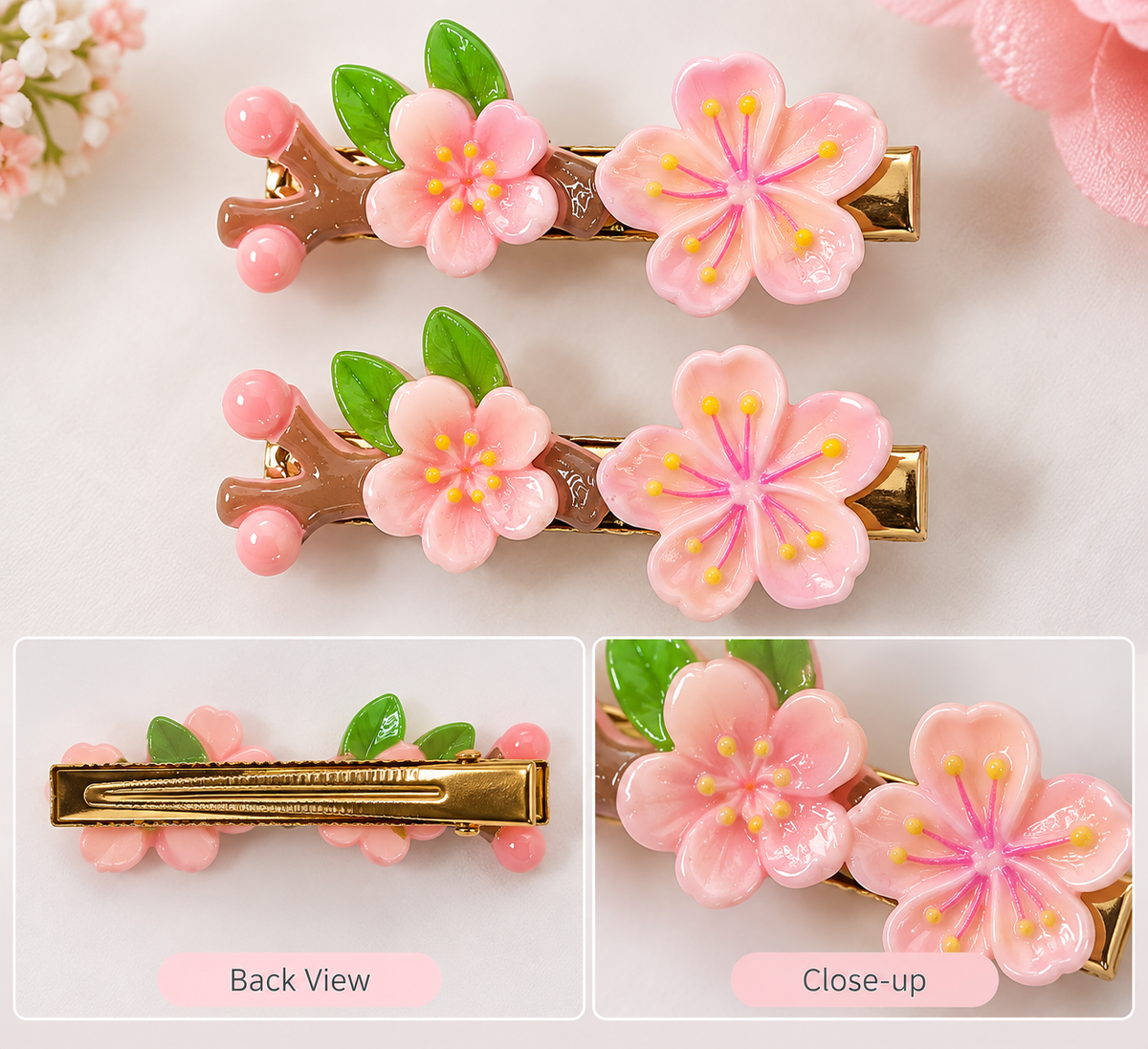 Lustre Circle Hair Clips — Set of 2