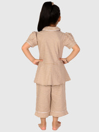 Brown Gingham Check Night Suit