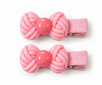 Pastel Bow Charm Hair Clips — Set of 2