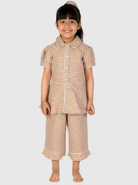 Brown Gingham Check Night Suit