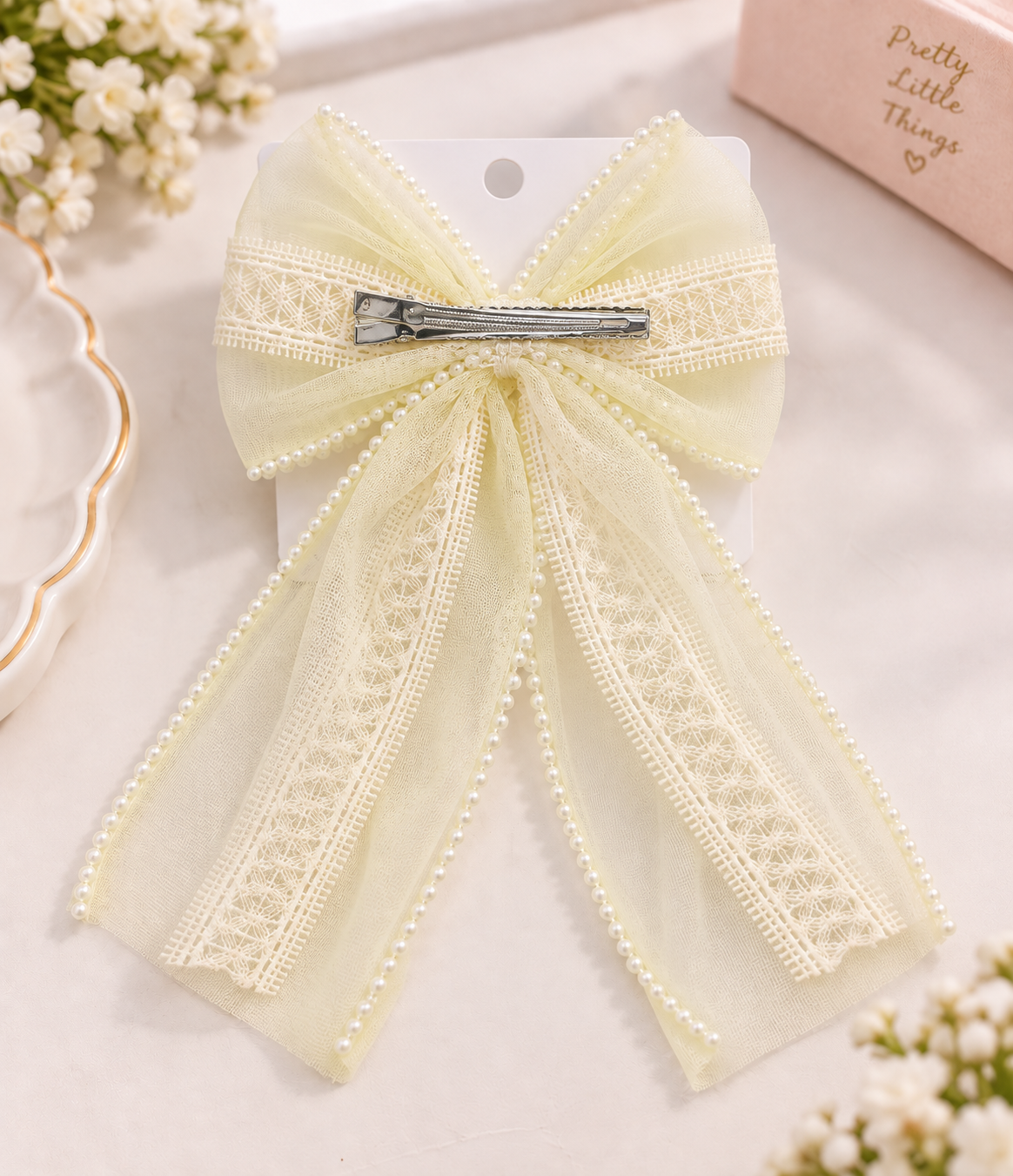 Lace Trail Pastel Bow Clip