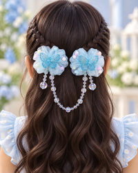 Floral Bead Drape Hair Clips