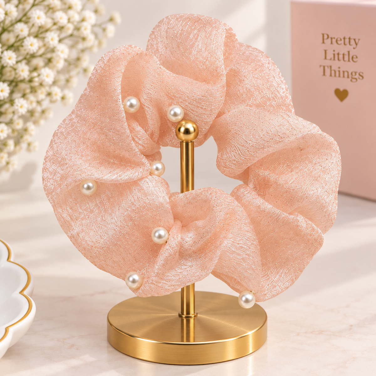 Pearl Sprinkle Sheer Scrunchie