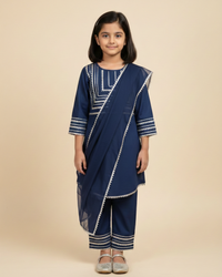 Midnight Charm Navy Blue Kids' Salwar Suit Set