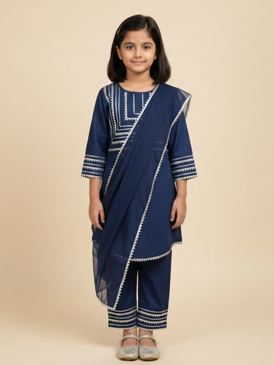 Midnight Charm Navy Blue Kids' Salwar Suit Set