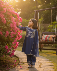 Midnight Charm Navy Blue Kids' Salwar Suit Set