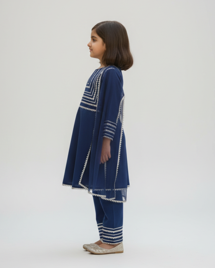 Midnight Charm Navy Blue Kids' Salwar Suit Set