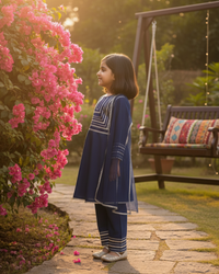 Midnight Charm Navy Blue Kids' Salwar Suit Set