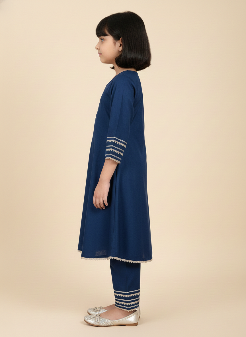 Midnight Charm Navy Blue Kids' Salwar Suit Set