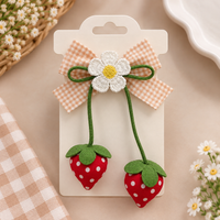 Strawberry Gingham Bow Hair Tie