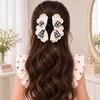 Gingham Lace Bow Claw Clip