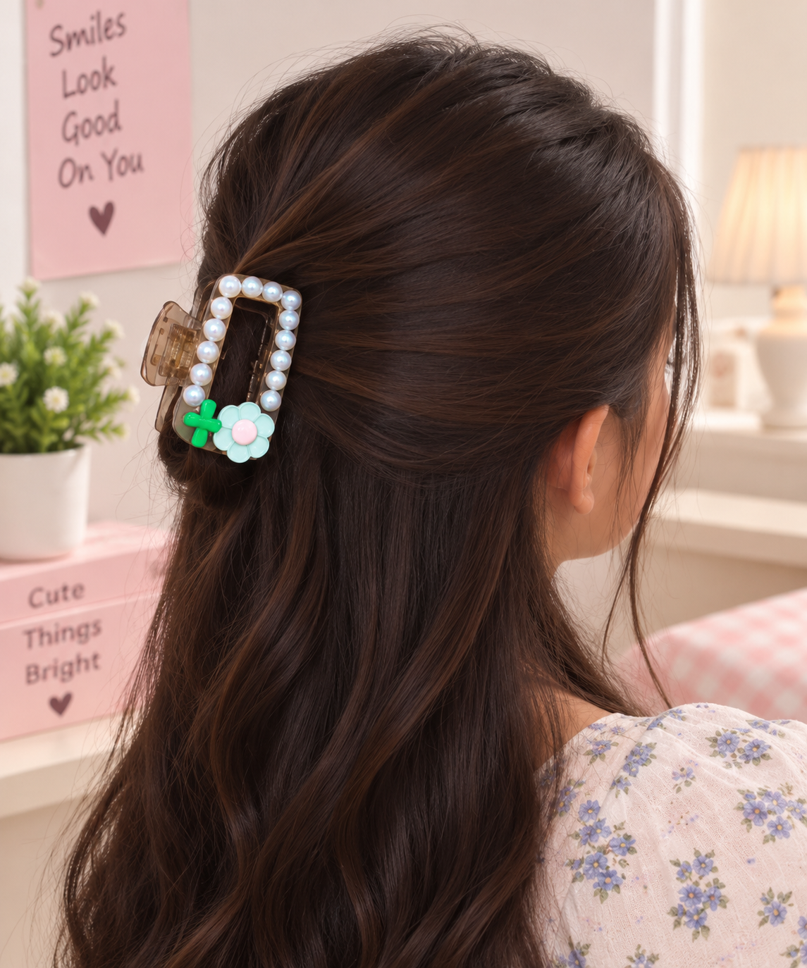 Daisy Sparkle Frame Claw Clip