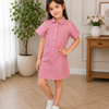 Pearl Stud Shirt Dress – Blush Pink