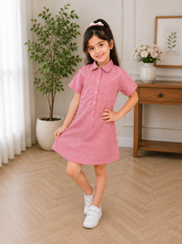 Pearl Stud Shirt Dress – Blush Pink