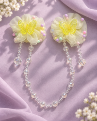 Floral Bead Drape Hair Clips