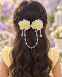 Floral Bead Drape Hair Clips