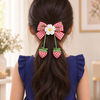 Strawberry Gingham Bow Hair Tie