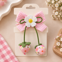 Strawberry Gingham Bow Hair Tie