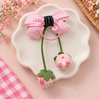 Strawberry Gingham Bow Hair Tie