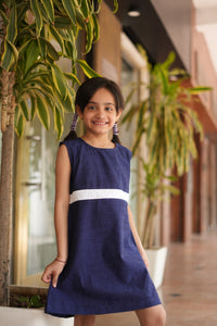 Indigo Lace Belt Dress