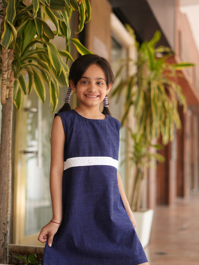 Indigo Lace Belt Dress