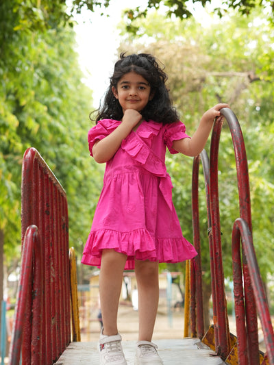 Rosy Ruffle Wrap Dress