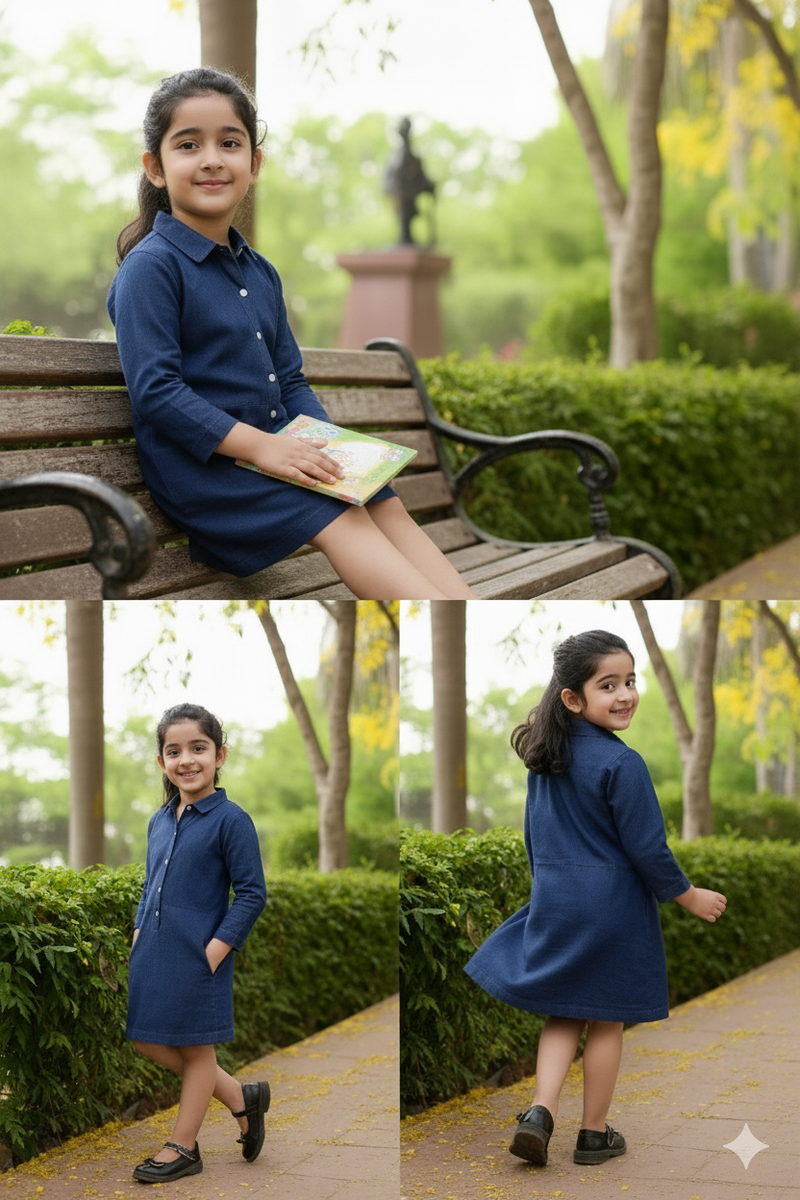 Denim Shirt Dress with full sleeve