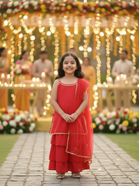 Scarlet Drape Red Kids' Top & Pant Set
