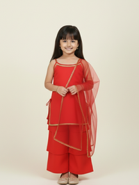 Scarlet Drape Red Kids' Top & Pant Set