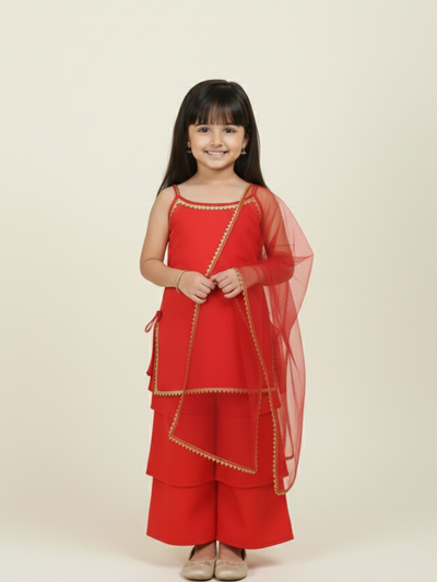 Scarlet Drape Red Kids' Top & Pant Set