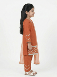 Zari Zest Rust Orange Kids' Salwar Suit Set