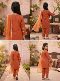 Zari Zest Rust Orange Kids' Salwar Suit Set