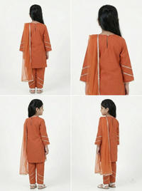 Zari Zest Rust Orange Kids' Salwar Suit Set