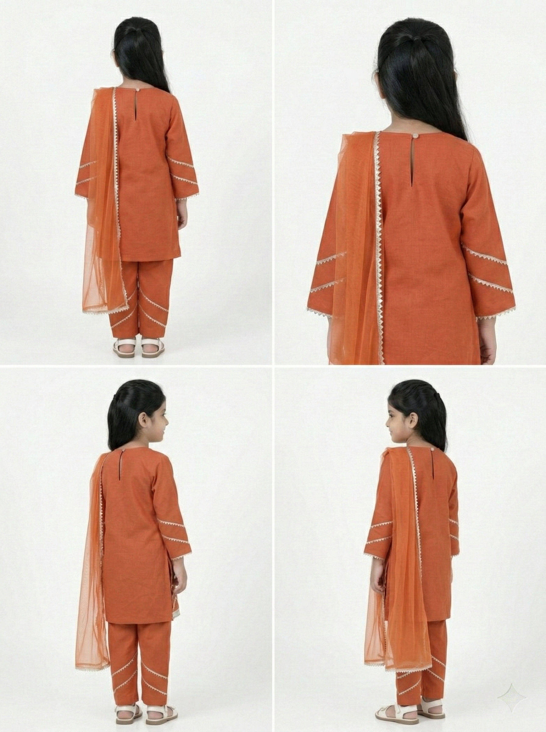 Zari Zest Rust Orange Kids' Salwar Suit Set