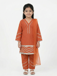 Zari Zest Rust Orange Kids' Salwar Suit Set