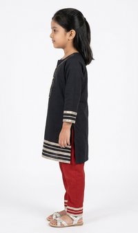 Little Royale Black & Maroon Kids' Salwar Suit Set