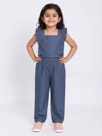 Chloe Denim Top & Denim Joggers Set