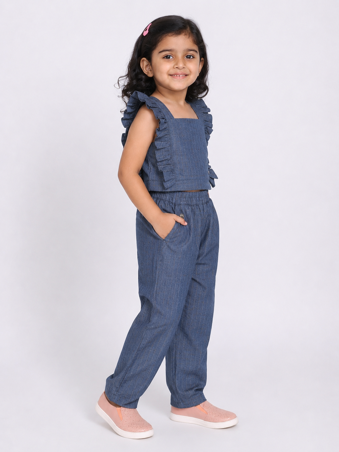 Chloe Denim Top & Denim Joggers Set