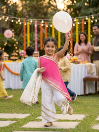 Candy Drape Pink & White Kids' Top Pant Set
