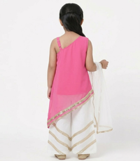Candy Drape Pink & White Kids' Top Pant Set