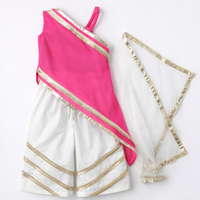 Candy Drape Pink & White Kids' Top Pant Set