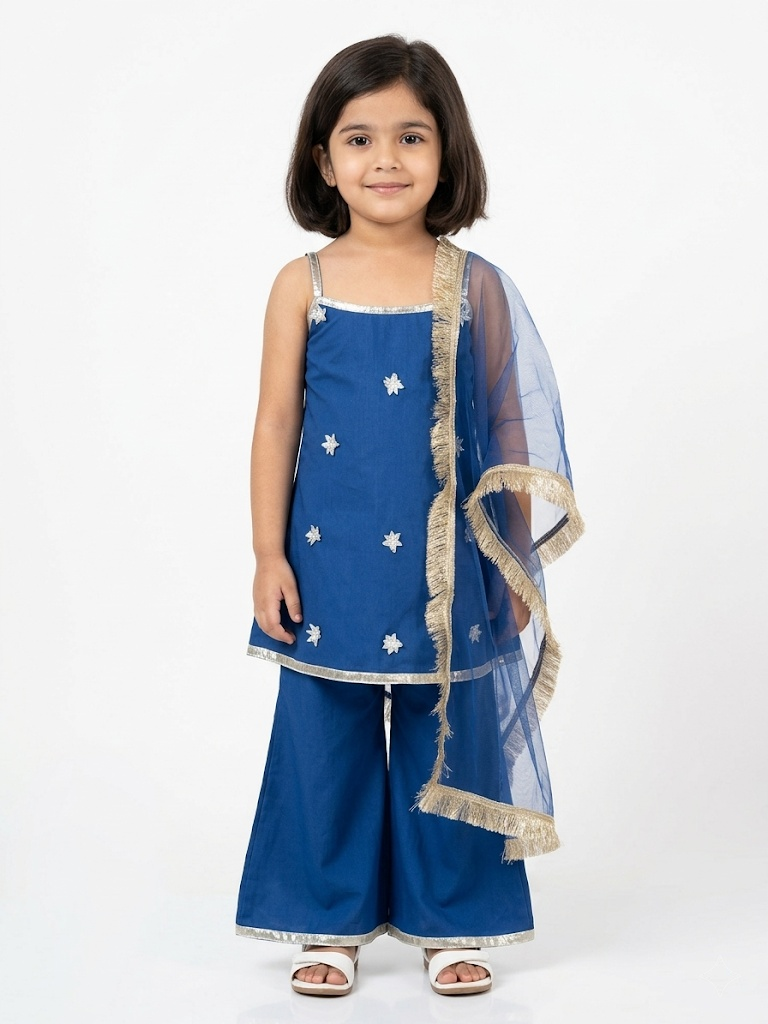 Starfall Navy Blue Kids' Top Sharara Set