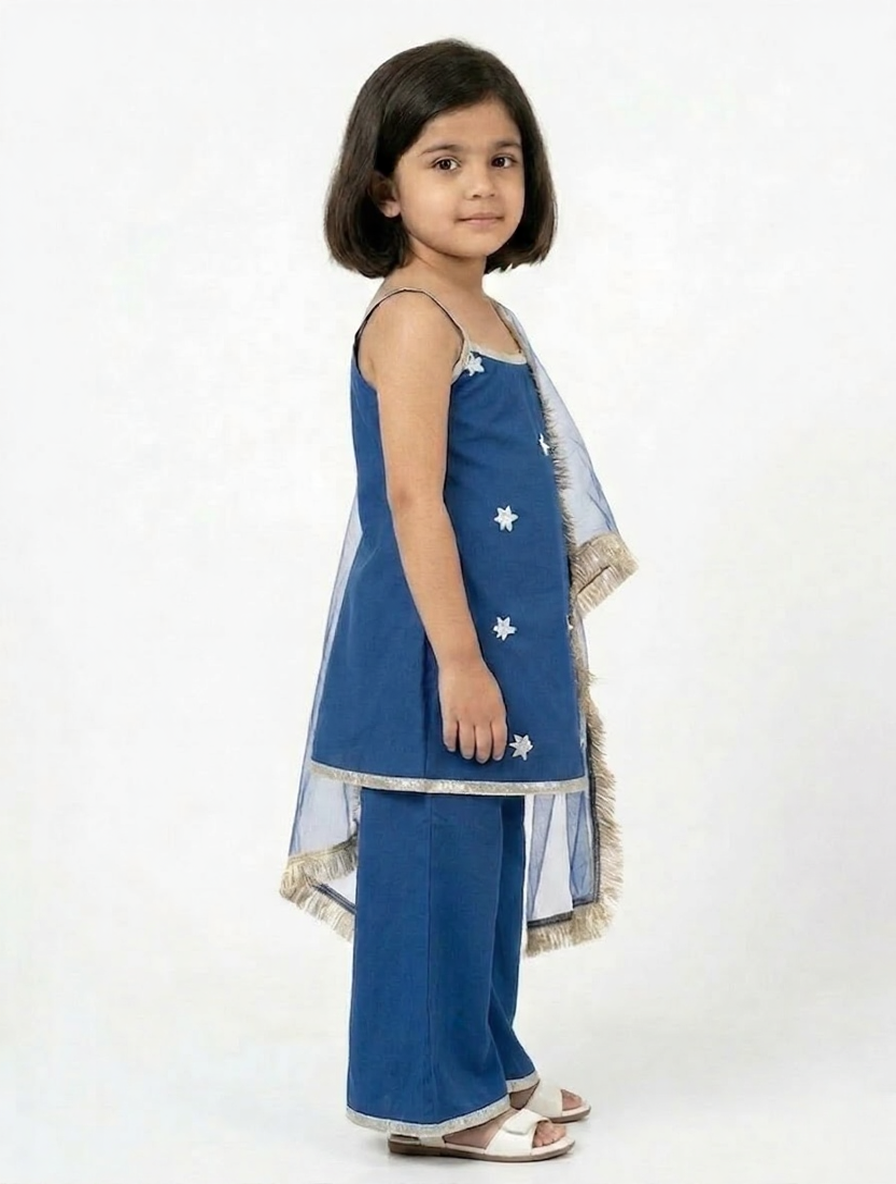 Starfall Navy Blue Kids' Top Sharara Set