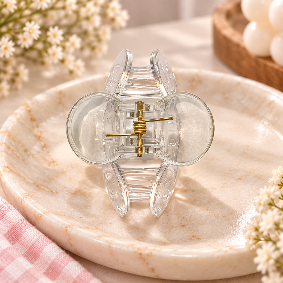 Clear Scalloped Circle Claw Clip