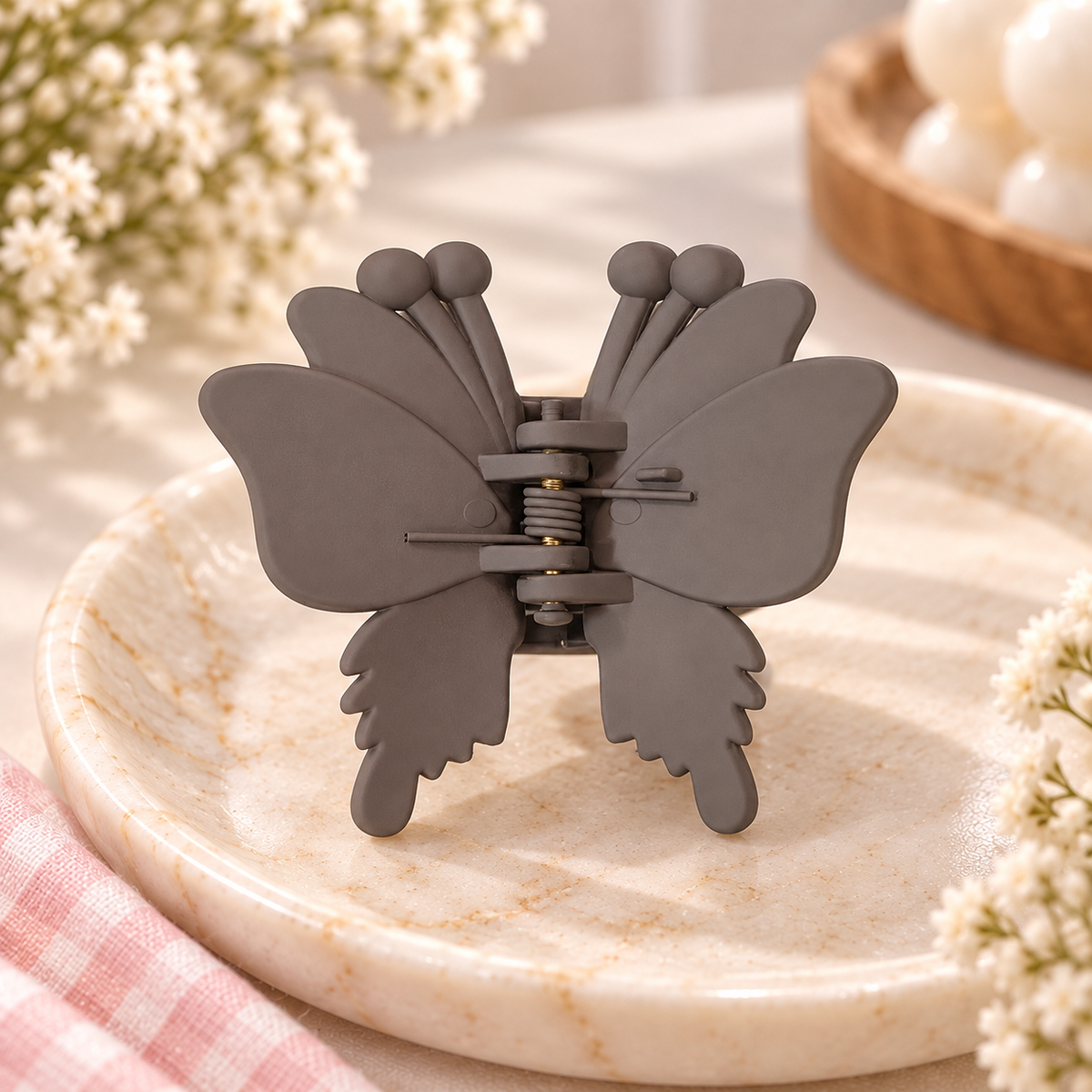 Matte Butterfly Antenna Claw Clip