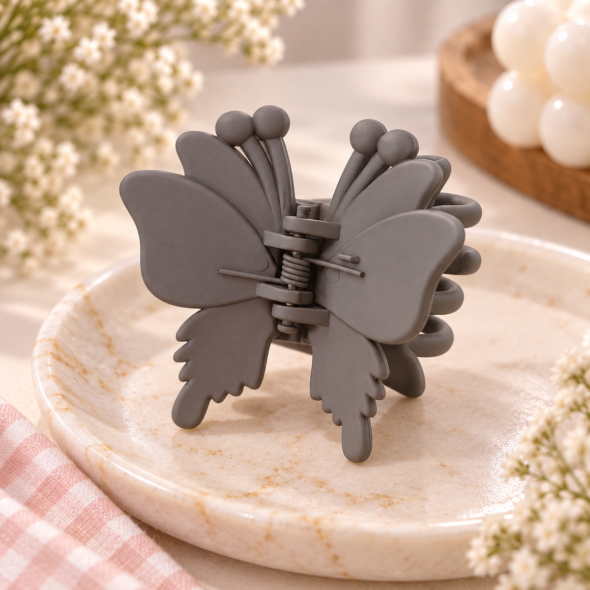 Matte Butterfly Antenna Claw Clip