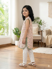 Blossom Bloom Pink Floral Print Kids' Kurta Set