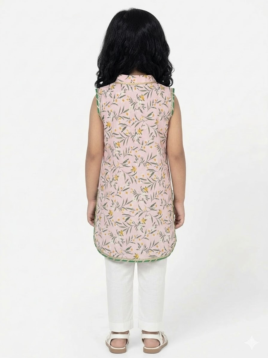 Blossom Bloom Pink Floral Print Kids' Kurta Set