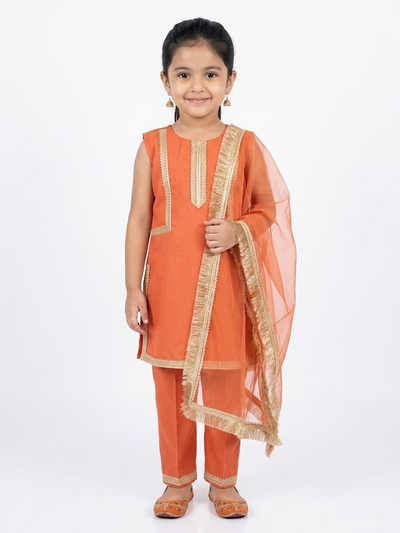 Golden Hour Peach Orange Kids' Salwar Suit Set
