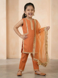 Golden Hour Peach Orange Kids' Salwar Suit Set